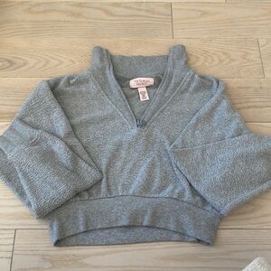 Victoria's Secret Heather Gray Fleece Cropped Sweatshirt
